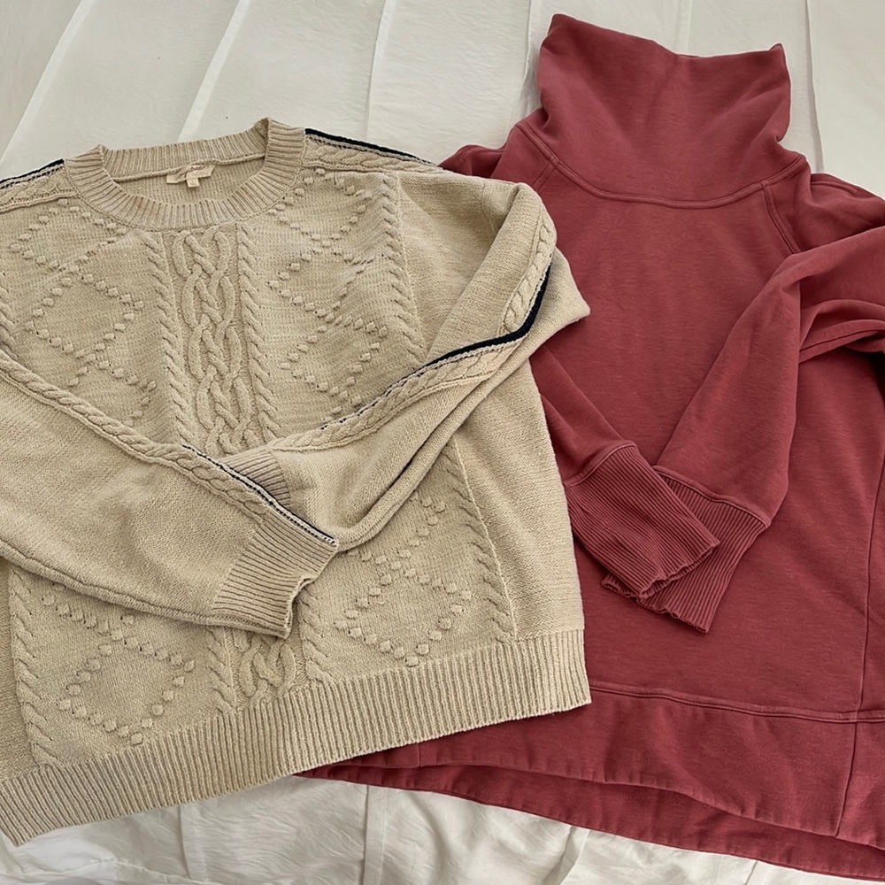 Women’s sweater lot cable knit cowl neck L